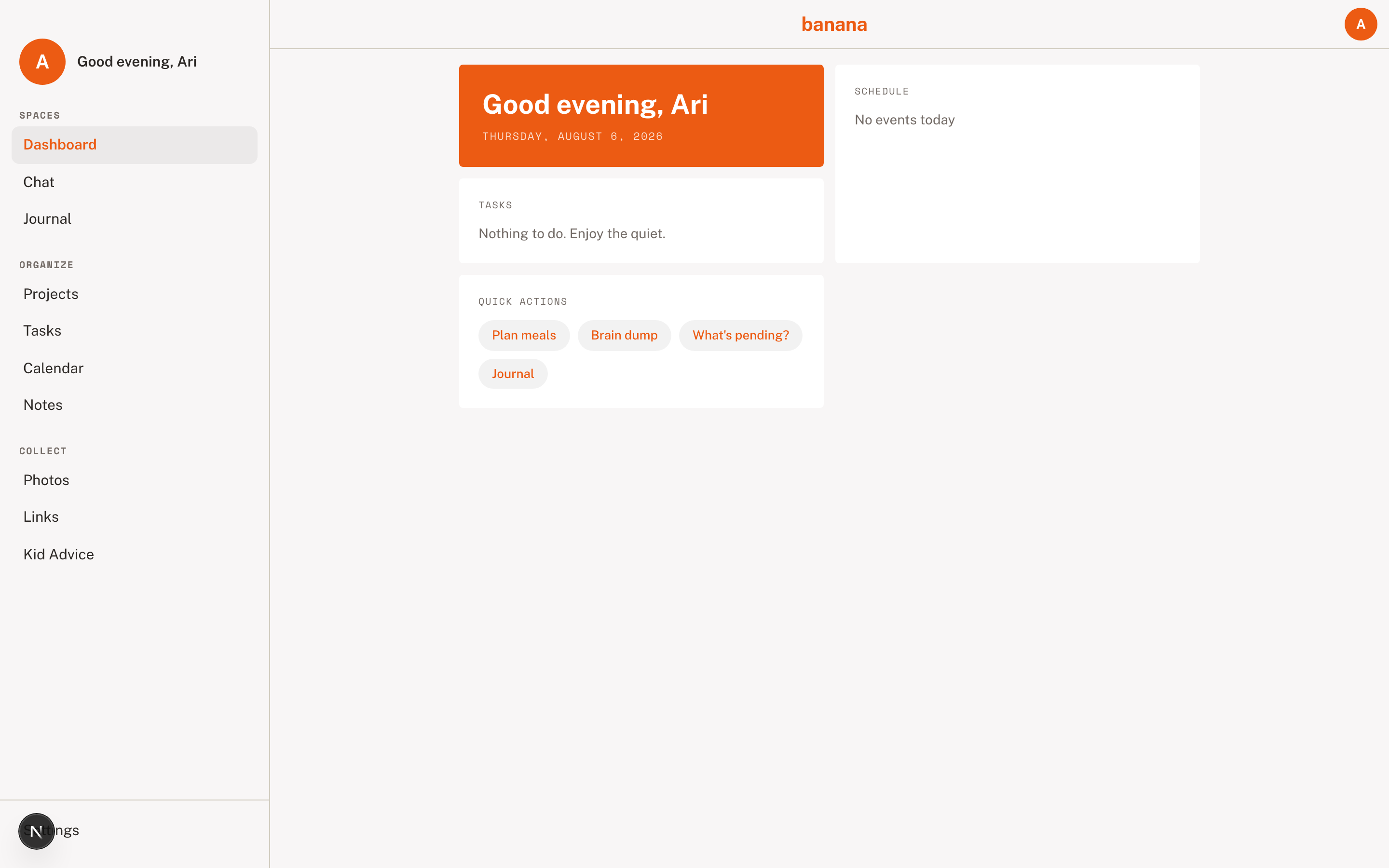 Family Agent — step 2: dashboard